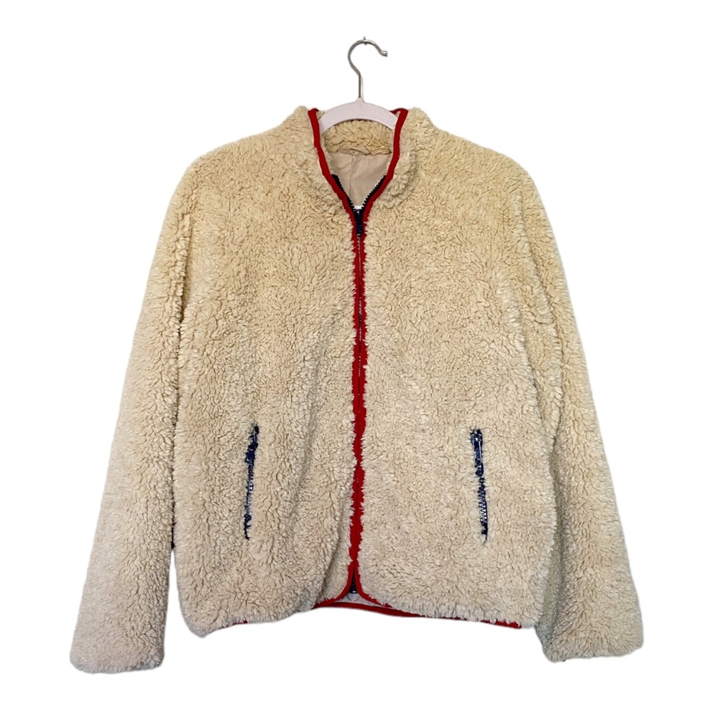 MOTHER Cream Teddy Jacket with Red Accents - Picture 6 of 13